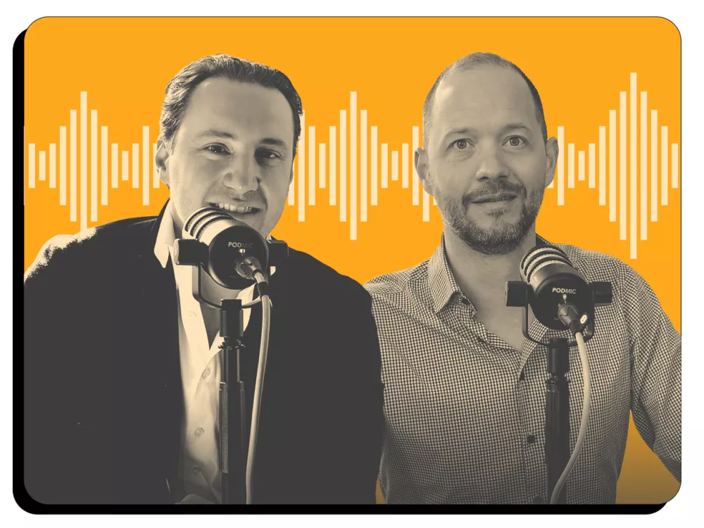 Vignette du podcast Genève Attractive, cet épisode est dédié à la mobilité à Genève avec pour invités Andrea Genecand et Sébastien Munafò