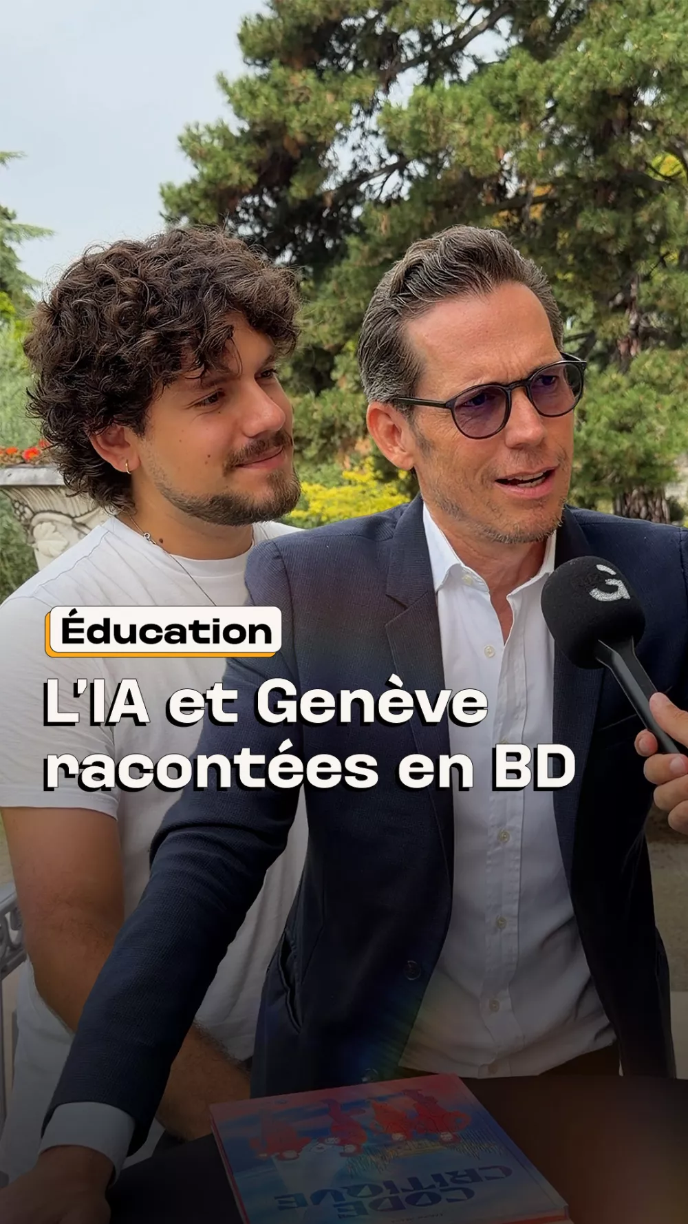 Fabrice Eggly et Fabian Menor parlent du projet de BD sur la Genève internationale et l'IA.
